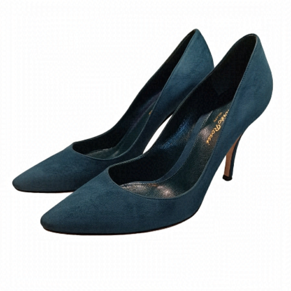 Auth! Gianvito Rossi emerald green 90 suede pumps heels shoes